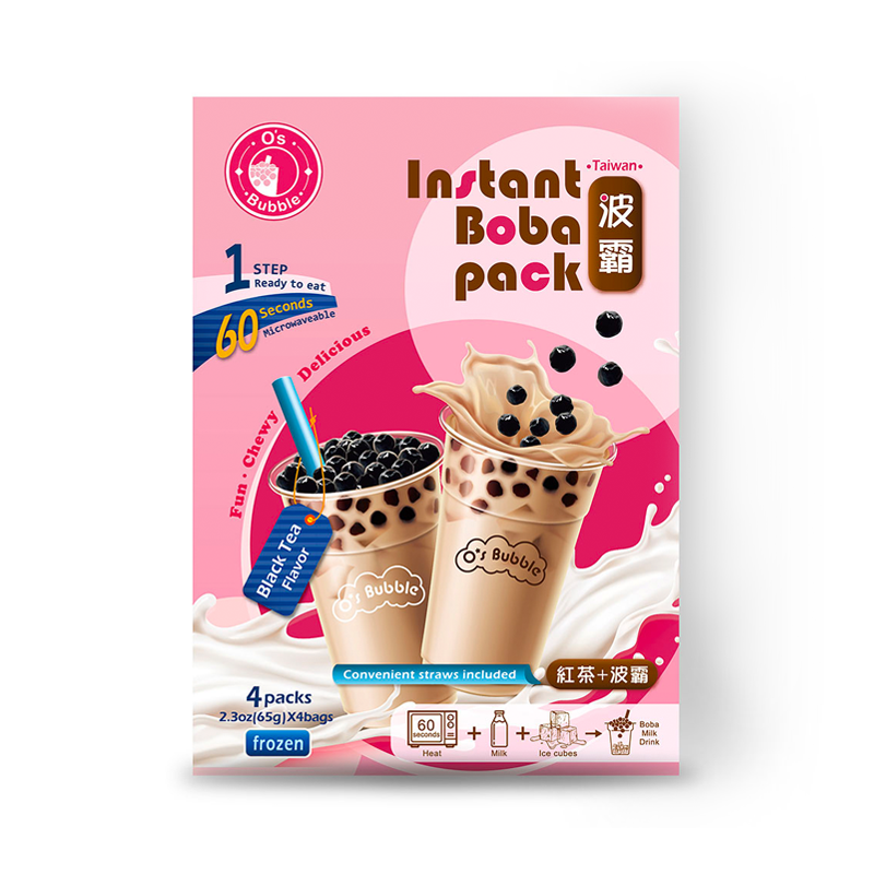 Bubble Tea istantaneo al Tè nero congelato 4 pezzi 260g, O's Bubble