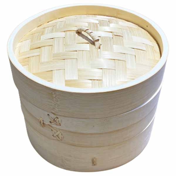 Cestelli in Bambu 30.5 cm Per Cucinare a Vapore 3 Piani + Coperchio
