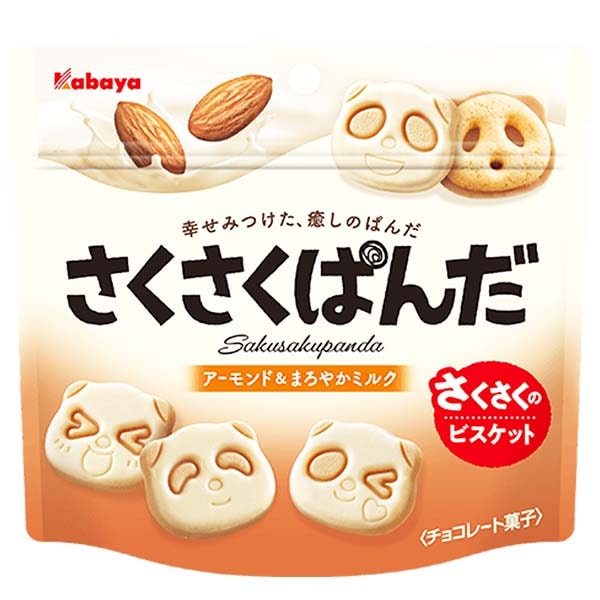 Biscotti Sakusaku Panda al Latte e Mandorle 47g, Kabaya